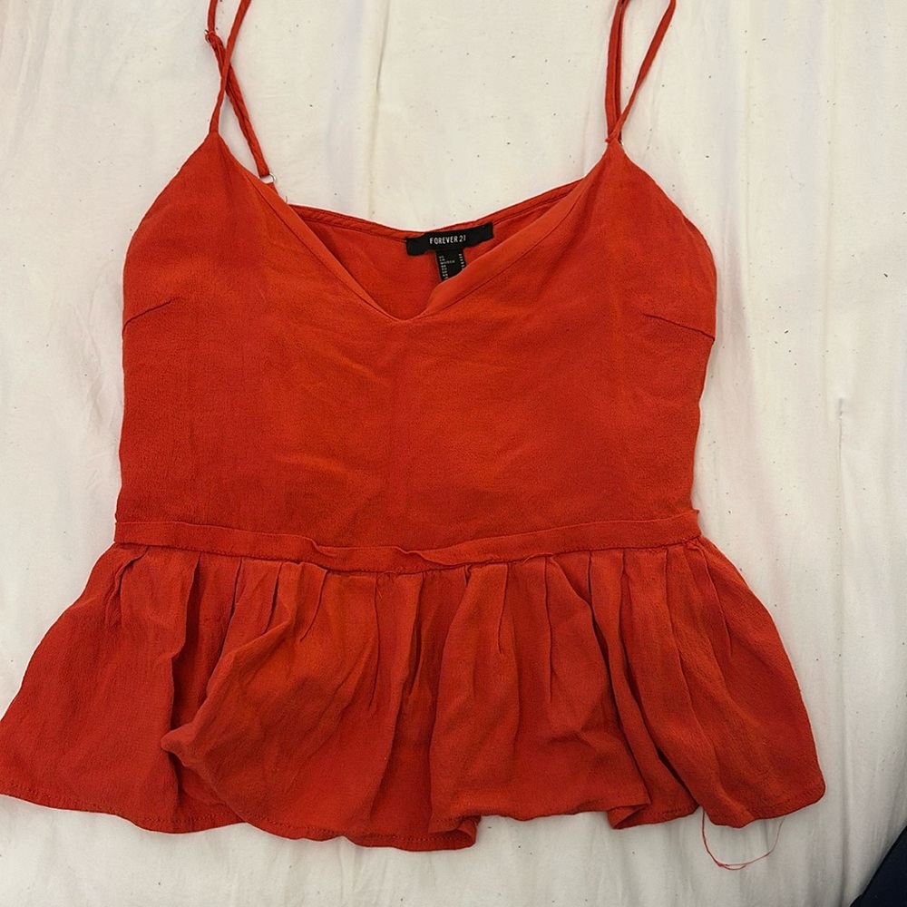 Forever 21, burnt orange spaghetti strap tank, medium, baby doll style